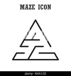 Maze or  labyrinth icon,Triangular shape,isolated on white background,vector illustration Stock Vector