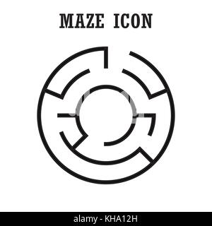 Maze or labyrinth icon,Circular shape,isolated on white background,vector illustration Stock Vector