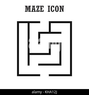 Maze or  labyrinth icon,Rectangular shape,isolated on white background,vector illustration Stock Vector