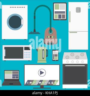 Set of  Electronic Machines, flat design, vector illustration Stock Vector
