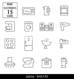 Set of household appliances icons,thin line, vector Stock Vector
