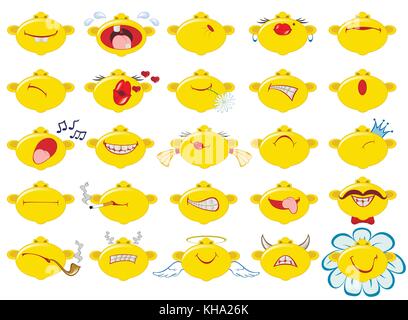 Set of funny smileys. Emotions and mood. on white background. EPS10 vector illustration Stock Vector