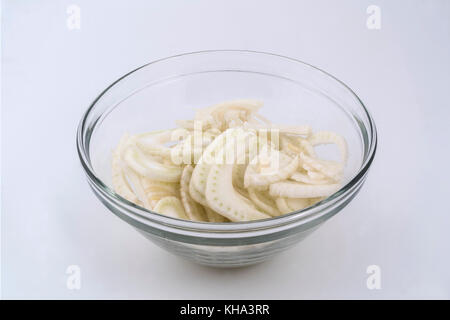 Fennel cut in a glass bowl Stock Photo