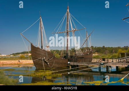 The Wharf of the Caravels (caravel called the Pinta), Palos de la Frontera, Huelva province, Region of Andalusia, Spain, Europe Stock Photo