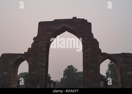 Qutub Minar-Beautiful piece of Mughal architecture in India Stock Photo