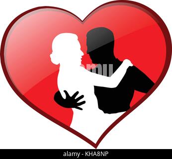 couple in love framed at heart - vector Stock Vector