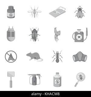 Exterminator icons set, monochrome style Stock Vector