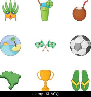 Brazilian traditional symbol icons set Stock Vector