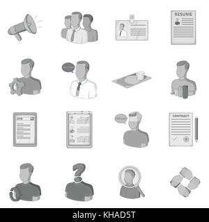 Human resources icons set, flat style Stock Vector