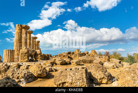 Temple of Heracles at the Valley of the Temples in Agrigento, Sicily Stock Photo