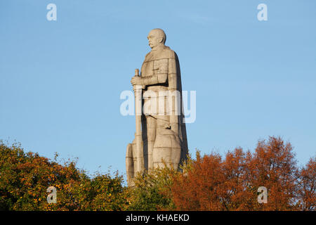 Bismarck Memorial in the Old Elbe Park in autumn, Hamburg, Germany Stock Photo