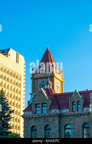 Clock tower of the old City Hall, Calgary, Alberta, Canada Stock Photo