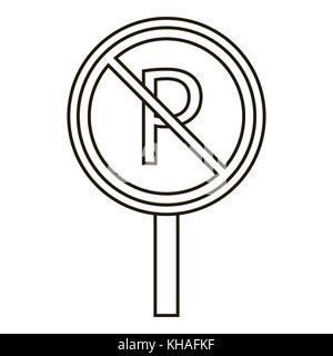 No parking icon, outline style Stock Vector