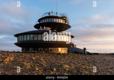 Meteorological Observatory on Mount Sniezka, Karkonosze (Krkonose) Mountains, Poland. Stock Photo