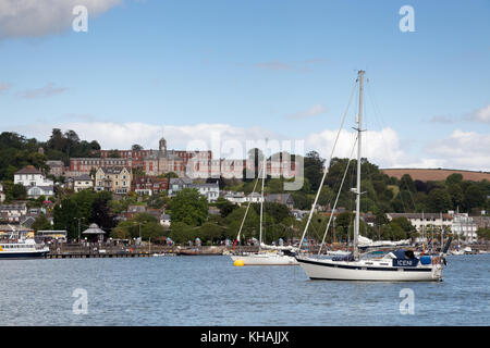 KINGSWEAR, DEVON/UK - JULY 28 : View across the River Dart to Dartmouth in Devon on July 28, 2012. Unidentified people Stock Photo