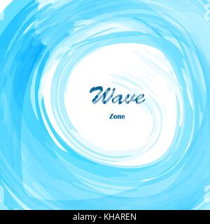 Watercolor blue osean sea wave Stock Vector