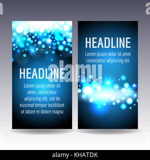 Bokeh blue lights flyer templates Stock Vector