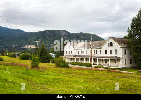 Haines, Alaska, USA - July 29th, 2017: The Historic Fort Seward barracks used by the USA Army, Haines. Stock Photo