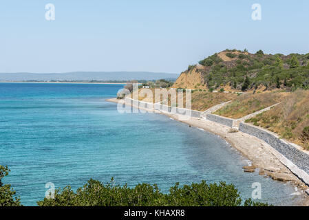 High Resolution panoramic view of ANZAC cove, site of World War I landing of the ANZACs on the Gallipoli peninsula in Canakkale Turkey Stock Photo