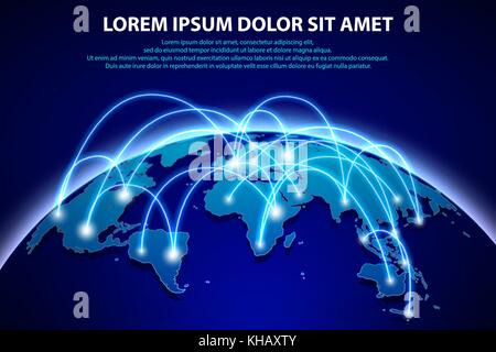Internet and global connection background. Abstract network banner concept with planet. Abstract blue world earth digital connection globalization. vector illustration Stock Vector
