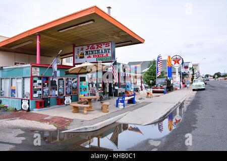 Seligman, Arizona - July 24: Views of the route 66 decorations in the city of Seligman in Arizona on july 24, 2017. Seligman is a small city. Stock Photo