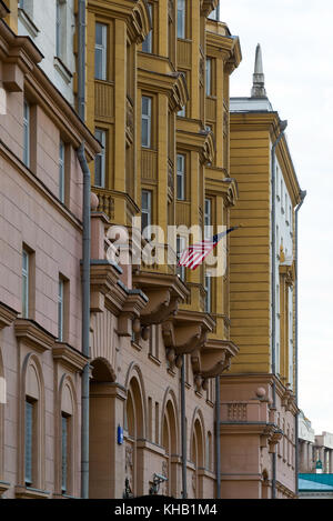Moscow, Russia -November 2. 2017. USA Embassy on Novinsky Boulevard, 21. Stock Photo