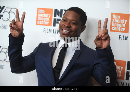 NEW YORK, NY - OCTOBER 12: Jason Mitchell attends the 55th New York Film Festival screening of 'Mudbound' at Alice Tully Hall in New York on October 12, 2017   People:  Jason Mitchell  Transmission Ref:  MNC1 Stock Photo