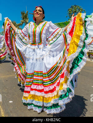 Barranquilla , Colombia  - February 26, 2017 : people participating at the parade of the carnival festival of  Barranquilla Atlantico Colombia Stock Photo