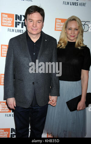 NEW YORK, NY - OCTOBER 5: Mike Myers and Kelly Tisdale  attends the 55th New York Film Festival - 'Spielberg' at Alice Tully Hall on October 5, 2017 in New York City.    People:  Mike Myers and Kelly Tisdale  Transmission Ref:  MNC1 Stock Photo