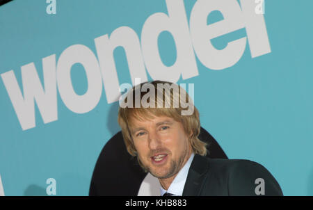 Westwood, Ca. 14th Nov, 2017. Owen Wilson, at Premiere Of Lionsgate's 'Wonder' on November 14, 2017 at the Regency Village Theatre in Westwood, California. Credit: Faye Sadou/Media Punch/Alamy Live News Stock Photo