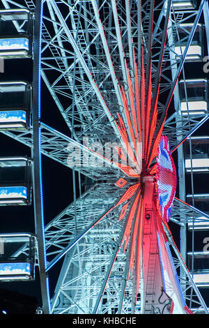 London, UK. 15th Nov, 2017. Winter Wonderland prepares for its opening on Friday as the attractions test their lights in Hyde Park. London 15 Nov 2017. Credit: Guy Bell/Alamy Live News Stock Photo