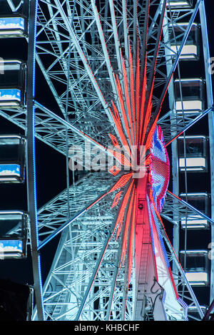 London, UK. 15th Nov, 2017. Winter Wonderland prepares for its opening on Friday as the attractions test their lights in Hyde Park. London 15 Nov 2017. Credit: Guy Bell/Alamy Live News Stock Photo