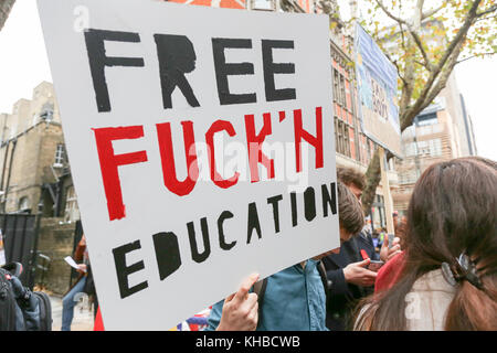 London, UK. 15th Nov, 2017. 15th Nov, 2017. The National Campaign Against Fees & Cuts (NCAFC) hold a national demonstration calling for free education and the scrapping of all tuition fees. Penelope Barritt/Alamy Live News Credit: Penelope Barritt/Alamy Live News Stock Photo