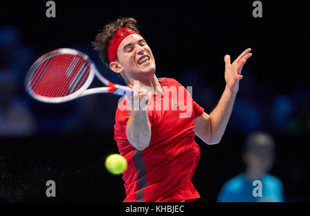 ATP Tennis, London, November 15, 2017 Dominic THIEM, AUT in action, he  defeated  Pablo Carreno Busta, ESP 6-3, 3-6, 6-4   at the NITTO ATP FINALS Tennis men   in Millenium Arena, O2 Arena London, United Kingdom, November 15, 2017,  Season 2017/2018 © Peter Schatz / Alamy Live News Stock Photo