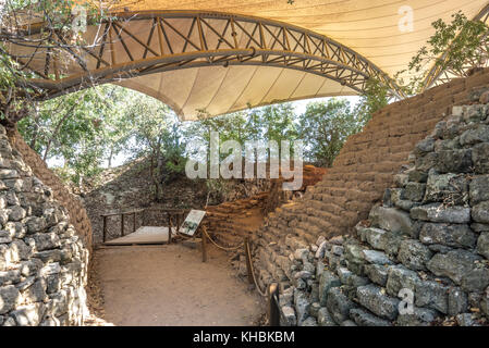 Ruins of ancient legendary city of Troy in Canakkale, Turkey Stock Photo