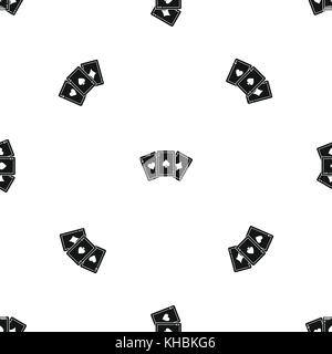 Three aces playing cards pattern seamless black Stock Vector