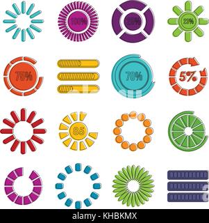 Loading bars and preloaders set, outline style Stock Vector