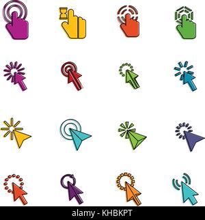 Mouse pointer icons doodle set Stock Vector