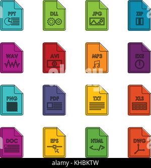 File format icons doodle set Stock Vector