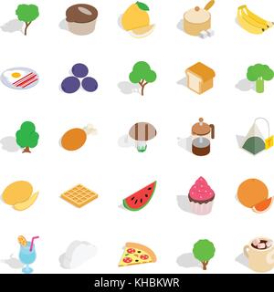 Vegetarian icons set, isometric style Stock Vector