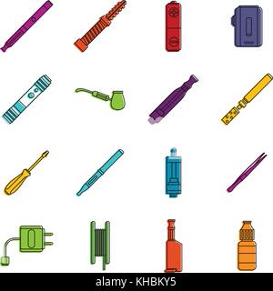 Vape icons doodle set Stock Vector