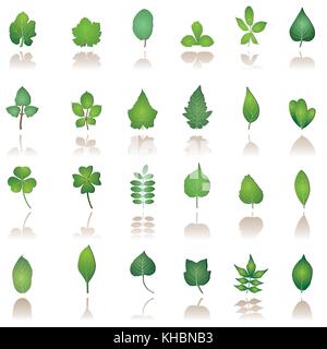 tree leafs and nature icons - vector icon set Stock Vector