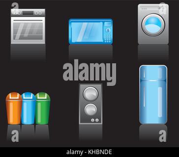 kitchen equipment icons - vector icon set Stock Vector