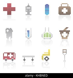 Medical and healthcare Pixel Icons - vector icon set Stock Vector
