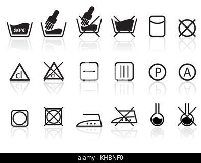Laundry and Textile Care Symbols - vector icon set Stock Vector