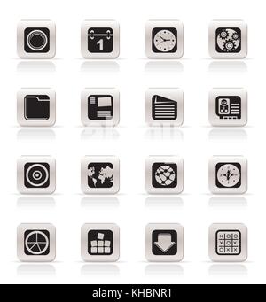 Simple Mobile Phone, Computer and Internet Icons - Vector Icon Set Stock Vector