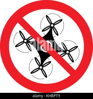 No drones sign. Drone prohibited area sign, vector illustration. Stock Vector