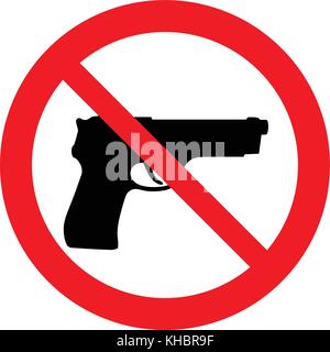 No guns, no weapons, prohibition sign, vector illustration. Stock Vector