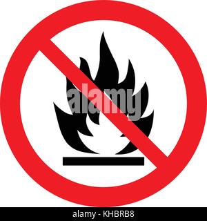 No open flame sign. No fire, No access with open flame, prohibition sign, vector illustration. Stock Vector