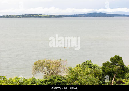 Lake Victoria visible from the little village of Busagazi in Uganda, Africa. Stock Photo